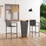 Cumpara ieftin Set mobilier de bar de grădină, 3 piese, gri