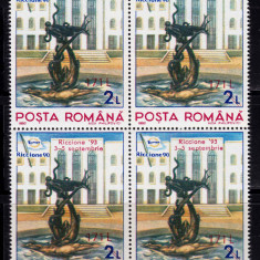 RO 1993 LP 1323 "Expo.Fila. Riccione - supra.", bloc de 4 ,MNH