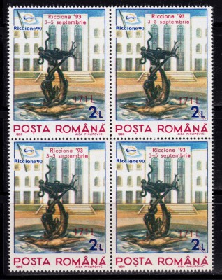 RO 1993 LP 1323 &amp;quot;Expo.Fila. Riccione - supra.&amp;quot;, bloc de 4 ,MNH foto