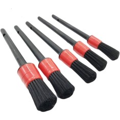 Set 5 pensule din Nylon Premium, pentru detailing auto interior, exterior, jante si spatii greu accesibile, marimi si grosimi diferite, Onuvio&reg;, Negru