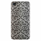 Husa silicon pentru Apple Iphone 4 / 4S, Baroque Silver Pattern