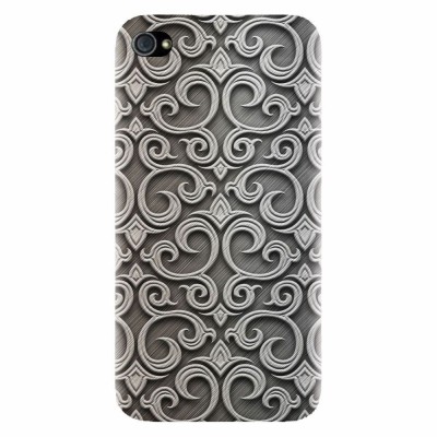 Husa silicon pentru Apple Iphone 4 / 4S, Baroque Silver Pattern foto