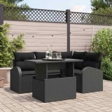 vidaXL Set de canapele pentru grădină cu pernă 5 pcs Negru Rattan poli 3348639
