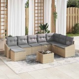 Cumpara ieftin Set de Dining pentru Grădină cu 9 Piese și Perne din Rattan Negru