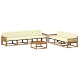 vidaXL Set de canapele de exterior cu pernă 8 pcs Natural și Crem 3381298