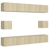 Cumpara ieftin Set de dulapuri TV, 6 piese, stejar sonoma, lemn prelucrat