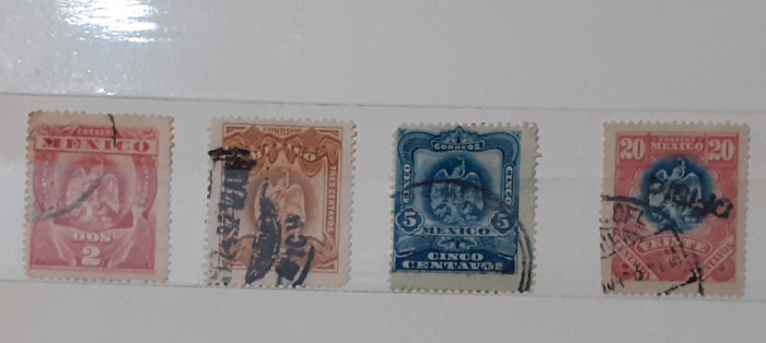 Timbre Vechi Mexic 1899 - 4 Valori Stampilate VEZI DESCRIEREA