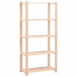 Etajera raft depozitare Gossi, 5 niveluri, pin masiv, 80x38x170 cm, 250 kg, natur