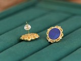 Cumpara ieftin Cercei din Argint 925 , zRoyal Lapis Studs, , Placati cu Aur, Piatra Lapis Lazuli si Detalii Baroce