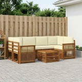 vidaXL Set de canapele de exterior 7 pcs Natural și Crem 3384086