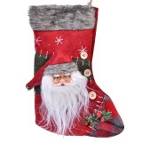 Decorațiune Crăciun, 3D, Cizmuliță, Poliester, Culoare Roșu, Model Moș Crăciun, Căciulă Blană, Oem