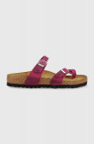 Birkenstock papuci din piele Mayari femei, culoarea violet, cu toc plat