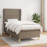 Gossi pat box spring cu saltea, gri taupe, 90x190 cm, textil