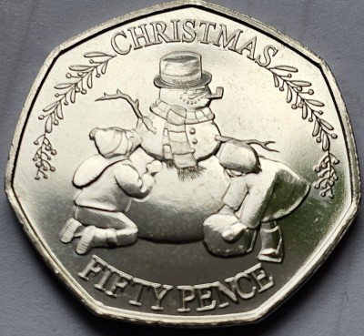 Monedă 50 pence 2023 Gibraltar, Christmas , unc foto