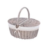 Cumpara ieftin Cos depozitare lemn rachita gri textil crem 45 x 35 x 41 cm
