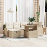 Cumpara ieftin Set de canapele pentru grădină cu pernă 7 pcs Bej Rattan poli