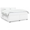 VidaXL Pat box spring cu saltea, alb, 180x200 cm, piele ecologică 3288433