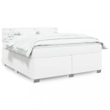 VidaXL Pat box spring cu saltea, alb, 180x200 cm, piele ecologică 3288433