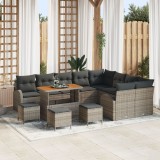 Set canapea grădină vidaXL perne Gri Ratan Acacia, Canapea grădină vidaXL 2 locuri cu depozitare și perne Gri Ratan, Set dining grădină vidaXL 4 piese