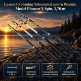 Lansetă Spinning Telescopică pentru Pescuit, Model Pioneer X Spin, 2,70 m