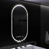 Oglinda LED ovala 50x80 cm Marcello, senzor, dezaburire, ceas, dimabila