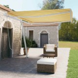 VidaXL Copertină autonomă retractabilă manual, galben/alb, 400x350 cm