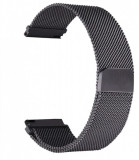 Curea tip Milanese Loop compatibila cu Huawei Watch GT 4 46mm, Telescoape QR, 22mm, Negru, Size S