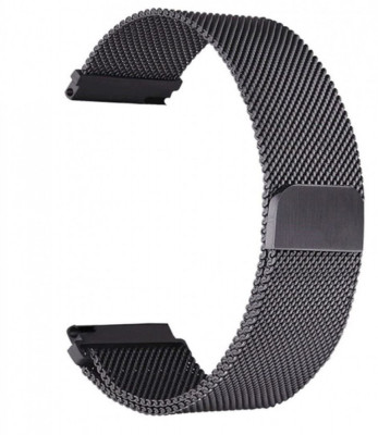Curea tip Milanese Loop compatibila cu Huawei Watch GT 4 46mm, Telescoape QR, 22mm, Negru, Size S foto