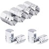 Set 8 Capace Hexagonale pentru Valva Auto, Aliaj Aluminiu, Lungime 1.8 cm, Argintiu