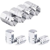 Set 8 Capace Hexagonale pentru Valva Auto, Aliaj Aluminiu, Lungime 1.8 cm, Argintiu