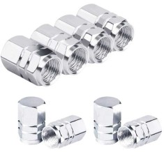 Set 8 Capace Hexagonale pentru Valva Auto, Aliaj Aluminiu, Lungime 1.8 cm, Argintiu