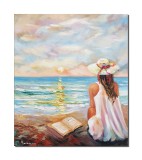 Cumpara ieftin Tablou pictat manual, Peisaj de poveste la malul marii, 60x50cm ulei pe panza, Mircea Iordache