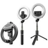 Selfie stick cu trepied si ring light Asteroid GSM L07, 90cm