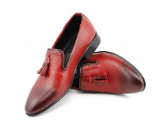 Pantofi barbati eleganti, rosii din piele naturala - 036RED foto