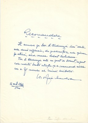 A3565N Ion Sofia Manolescu, act scris și semnat olograf, 1966 foto