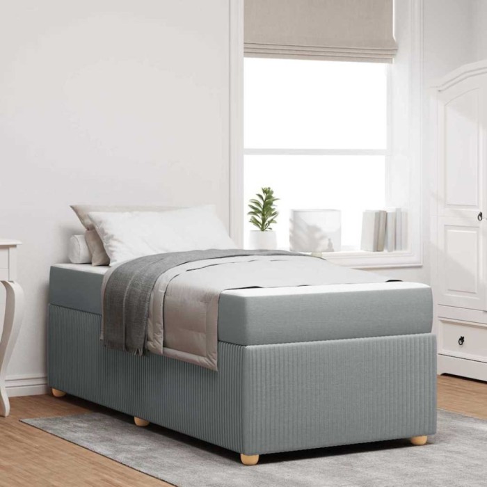 vidaXL Cadru de pat cu saltea Gri deschis 90 x 190 cm țesătură 3398327
