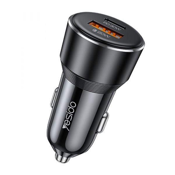 Incarcator Auto Yesido Y64, 50W, 3A, 1 x USB-A - 1 x USB-C, Negru