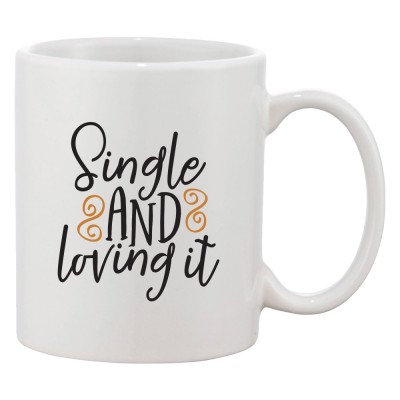Cana alba personalizata &amp;#039;Single and loving it&amp;#039;, INOVATIX&amp;reg;. 330ml foto