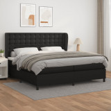 VidaXL Pat box spring cu saltea, negru, 200x200 cm, piele ecologică 3129051