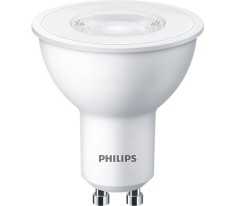 SET 3 becuri LED Philips, soclu GU10, putere 4.7W, forma plat, lumina alb calda, alimentare 220 - 240 V, &quot;000008719514393998&quot; (timbru verde 1.35 lei)