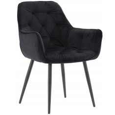 Fotoliu catifea tapitat, cu spatar inalt si design cu cusaturi, 55x60x89 cm, negru Household NewTrend