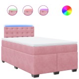 Cumpara ieftin Pat box spring cu saltea, roz, 120x200 cm, catifea