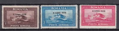 ROMANIA 1930 LP 84 a POSTA AERIANA C.RAIU FILIGRAN ORIZONTAL SUPRATIPAR 8 IUNIE 1930 GUMA ORIGINALA SERIE SARNIERA foto