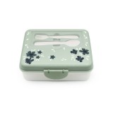 CUTIE PRANZ BENTO 2 NIVELE CU TACAMURI MELII FLORI ALBASTRE