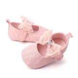 Pantofiori roz cu fundita din dantela (Marime Disponibila: 3-6 luni (Marimea 18, Superbaby