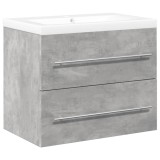 Cumpara ieftin Set mobilier de baie, 2 piese, gri beton, lemn compozit