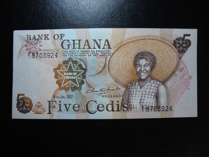 GHANA 5 CEDIS 1977 UNC