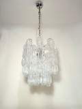 Lustra Venini Toni Zuccheri Murano Vintage MCM, Candelabru Art Deco, Sticla Clepsidra, Inaltime reglabila 60-90cm, Diametru 48cm