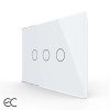 Intrerupator triplu cu touch Livolo din sticla, standard Italian, protocol ZigBee EC - Serie noua SmartElectro IntelligentHouse