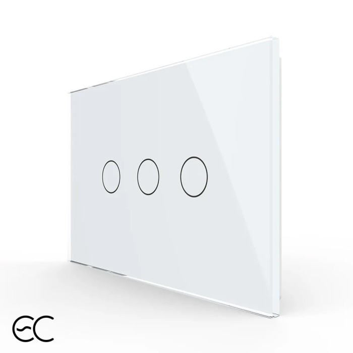 Intrerupator triplu cu touch Livolo din sticla, standard Italian, protocol ZigBee EC - Serie noua SmartElectro IntelligentHouse